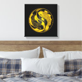 Geel en Zwart Yin Yang Koi Vis Canvas Afdruk (Insitu (Slaapkamer))
