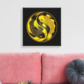 Geel en Zwart Yin Yang Koi Vis Canvas Afdruk (Insitu (Woonkamer))