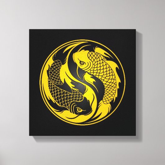 Geel en Zwart Yin Yang Koi Vis Canvas Afdruk (Voorkant)