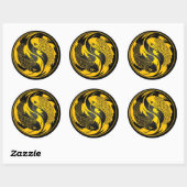 Geel en Zwart Yin Yang Koi Vis Ronde Sticker (Vel)