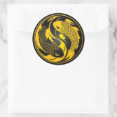 Geel en Zwart Yin Yang Koi Vis Ronde Sticker (Tas)