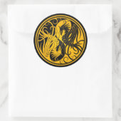 Geel en zwart Yin Yang Phoenix Ronde Sticker (Tas)