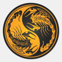 Geel en zwart Yin Yang Scorpions Ronde Sticker