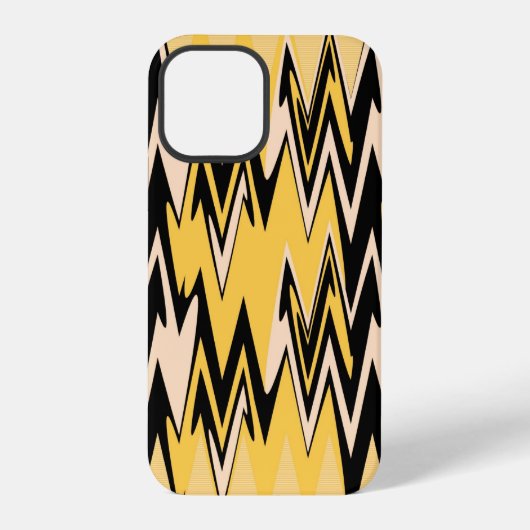 Geel en zwart Zigzag Abstract Chevron iPhone Hoesje (Achterkant)