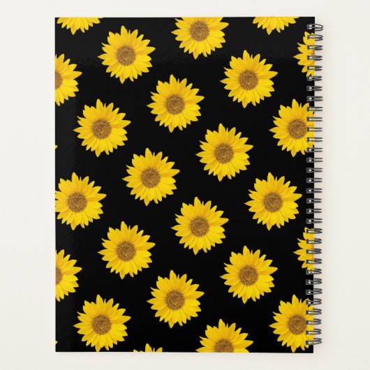 Geel en Zwart Zonnebloem Patroon Aangepaste Naam Planner (Achterkant)
