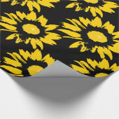 Geel en zwart zonnebloempatroon cadeaupapier (Hoek)