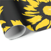 Geel en zwart zonnebloempatroon cadeaupapier (Rol Hoek)