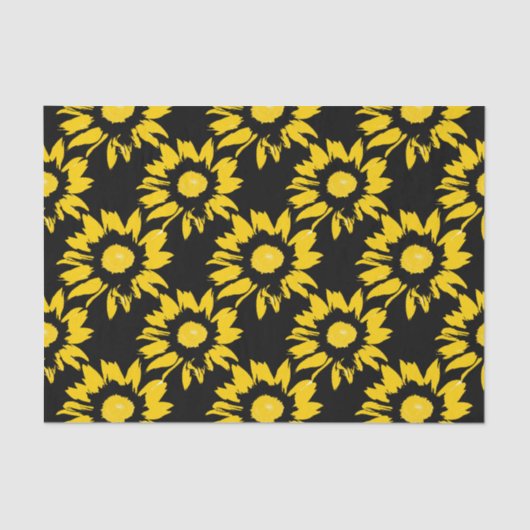 Geel en zwart zonnebloempatroon tissuepapier (Voorkant)