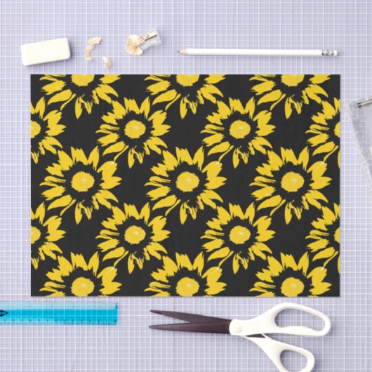 Geel en zwart zonnebloempatroon tissuepapier (Craft)