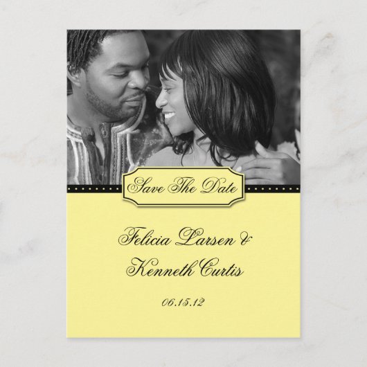 Geel en Zwarte Foto Save The Date Aankondigingskaart (Voorkant)