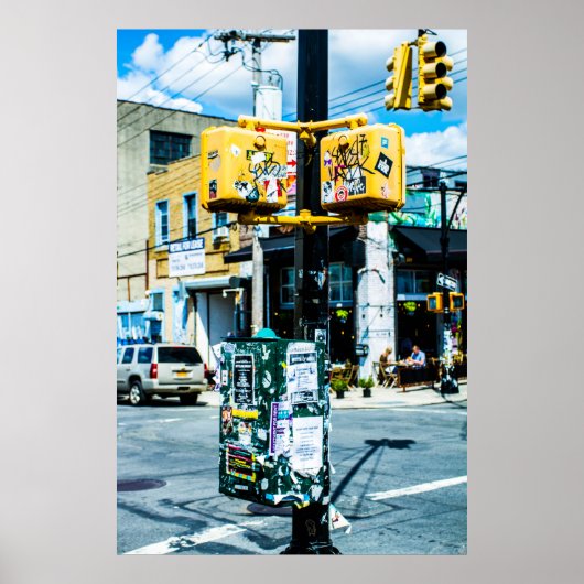 GEEL EN ZWARTE POST GEVULD MET FLYERS POSTER (Voorkant)