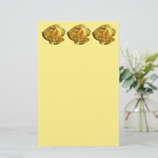 Geel Engels Roos Briefpapier (Staand voorkant)