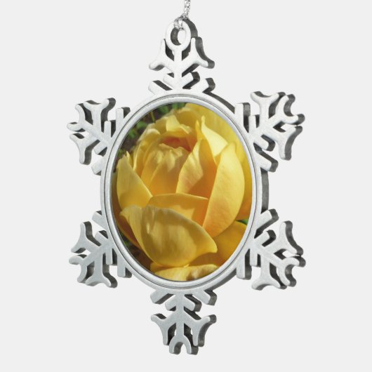 Geel Engels Roos Tin Sneeuwvlok Ornament (Rechts)