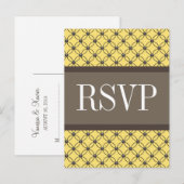 Geel Fancy Lattice RSVP Briefkaart (Voorkant / Achterkant)