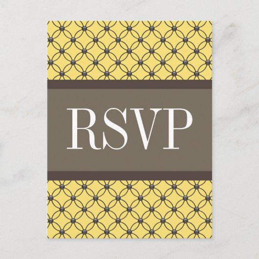 Geel Fancy Lattice RSVP Briefkaart (Voorkant)