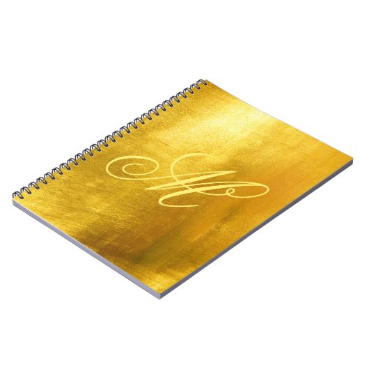 Geel Fancy Monogram Kleine Faux Gold Foil Notitieboek (Linkerzijde)