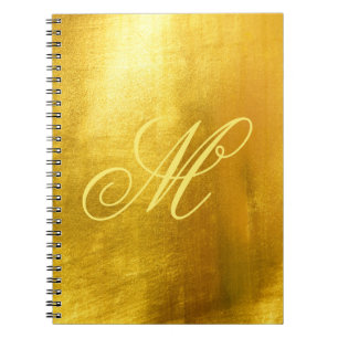 Geel Fancy Monogram Kleine Faux Gold Foil Notitieboek