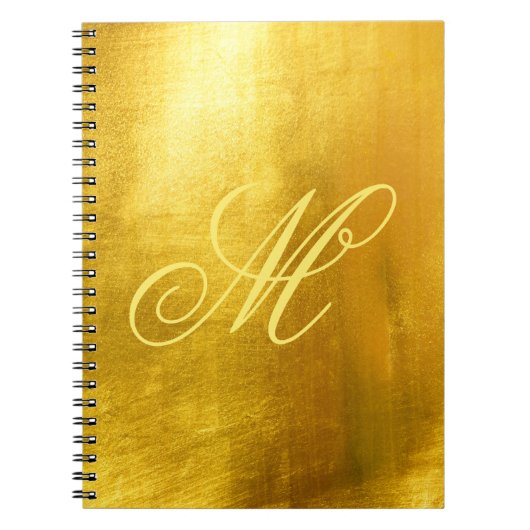 Geel Fancy Monogram Kleine Faux Gold Foil Notitieboek (Voorkant)