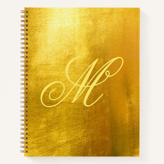 Geel Fancy Monogram Kleine Faux Gold Foil Notitieboek (Voorkant)