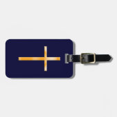 Geel (faux stone) Religieus kruis/Personaliseer Bagagelabel (Voorkant horizontaal)