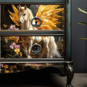 Geel Feathered Fairy Horse Decoupage Crafting Tissuepapier