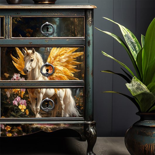 Geel Feathered Fairy Horse Decoupage Crafting Tissuepapier