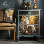 Geel Feathered Fairy Horse Decoupage Crafting Tissuepapier