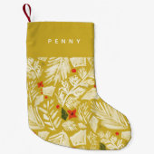 Geel Festief Botanisch, gepersonaliseerd Kleine Kerstsok (Voorkant)