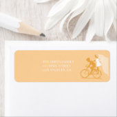 Geel Fietspaar Bruiloft Retouradres Label (Insitu)