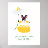 Geel Fifi Daisy Bunny verjaardags poster (Voorkant)