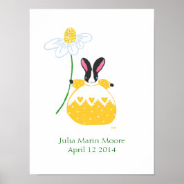 Geel Fifi Daisy Bunny verjaardags poster