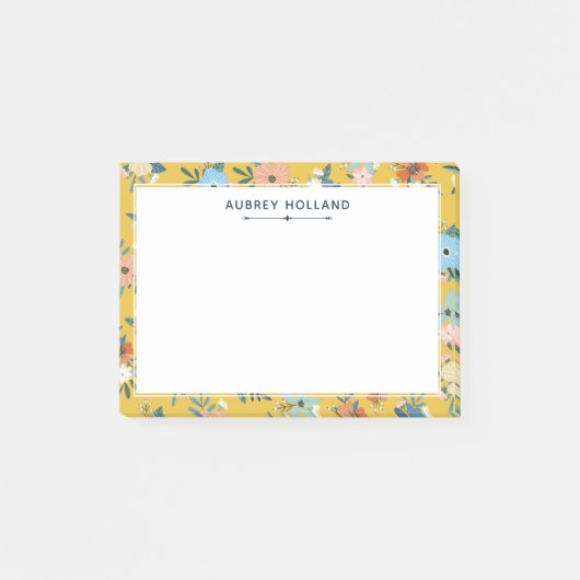 geel flessenpatroon Naam toevoegen Post-it® Notes (Voorkant)