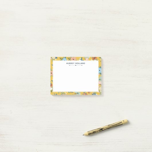 geel flessenpatroon Naam toevoegen Post-it® Notes (Op bureau)