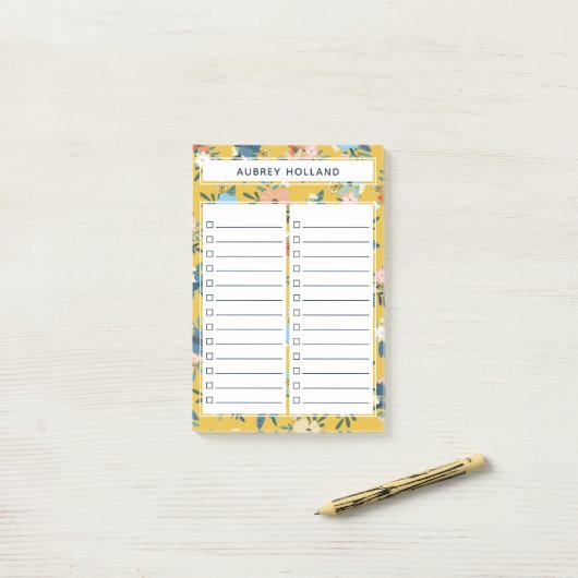  geel flessenpatroon voor het maken van lijsten post-it® notes (Op bureau)