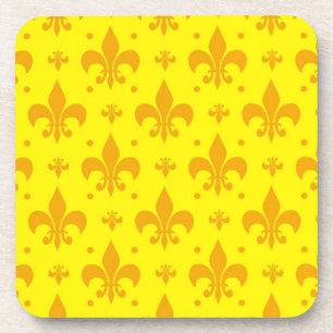 Geel Fleur-de-lis Patroonontwerp Bier Onderzetter