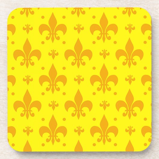 Geel Fleur-de-lis Patroonontwerp Bier Onderzetter (Voorkant)
