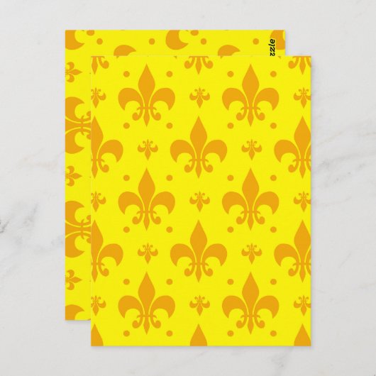 Geel Fleur-de-lis Patroonontwerp Briefkaart (Voorkant / Achterkant)