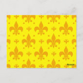 Geel Fleur-de-lis Patroonontwerp Briefkaart (Achterkant)