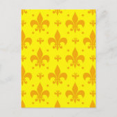 Geel Fleur-de-lis Patroonontwerp Briefkaart (Voorkant)