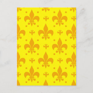 Geel Fleur-de-lis-patroonontwerp  Briefkaart