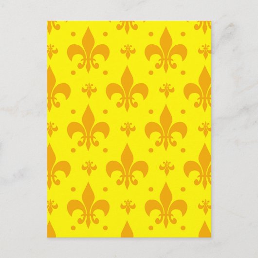 Geel Fleur-de-lis Patroonontwerp Briefkaart (Voorkant)