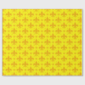 Geel Fleur-de-lis Patroonontwerp Cadeaupapier (Vlak)