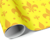 Geel Fleur-de-lis Patroonontwerp Cadeaupapier (Rol Hoek)