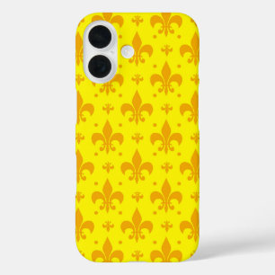 Geel Fleur-de-lis Patroonontwerp iPhone 16 Hoesje