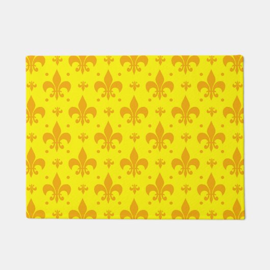 Geel Fleur-de-lis Patroonontwerp Deurmat (Voorkant)