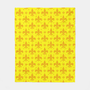 Geel Fleur-de-lis Patroonontwerp Fleece Deken