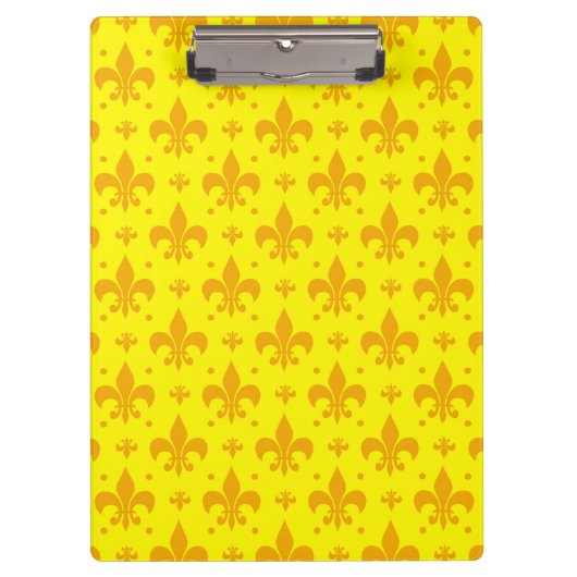 Geel Fleur-de-lis Patroonontwerp Klembord (Voorkant)