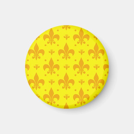 Geel Fleur-de-lis Patroonontwerp Magneet (Voorkant)