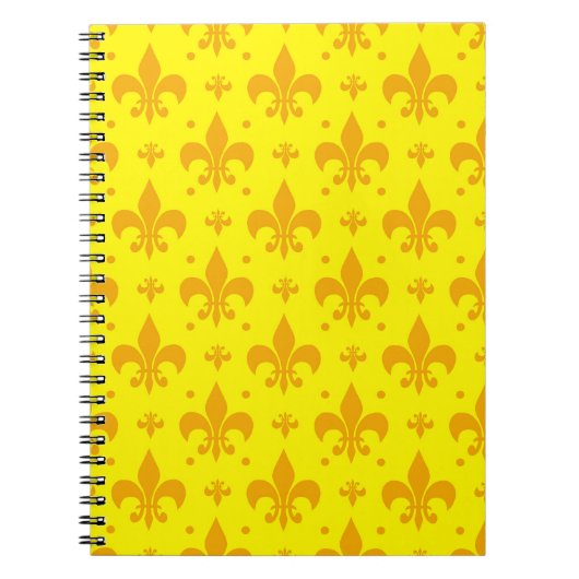 Geel Fleur-de-lis Patroonontwerp Notitieboek (Voorkant)