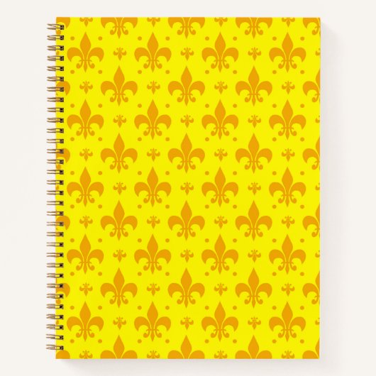Geel Fleur-de-lis Patroonontwerp Notitieboek (Voorkant)